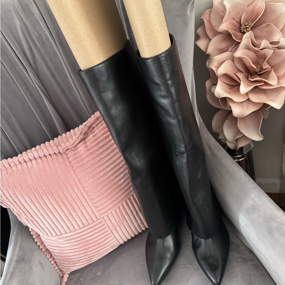 Zara Black Heeled cuffed boots
